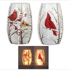Hand painted cardinal light up decor