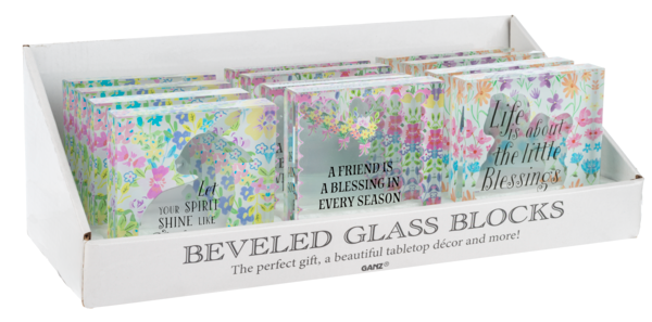 Beveled Glass blocks Blooms and Bunnies