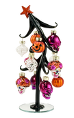 Sugar Skull Slanted Glass Tree with Ornaments