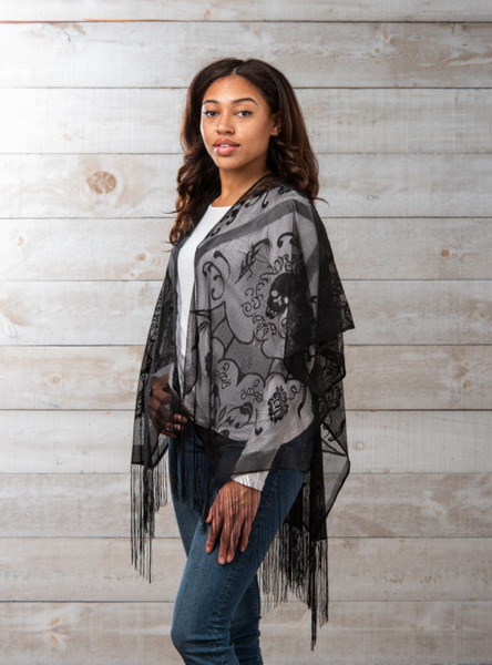 Halloween Tasseled Shawl