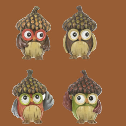 Little Wise Acorn Hat Owl Token Charm