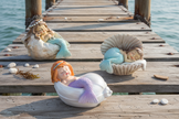 Sleeping Baby Mermaids in Shells Figurines