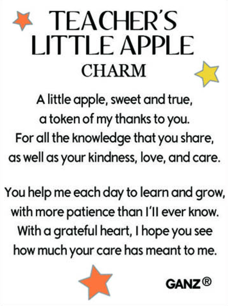 Teacher's little apple pocket charm