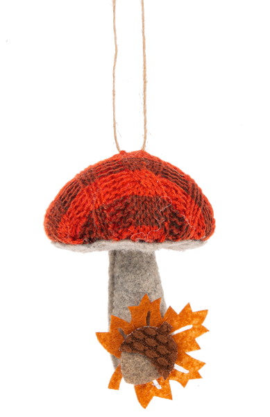 Stuffed Autumn Mushroom Ornament