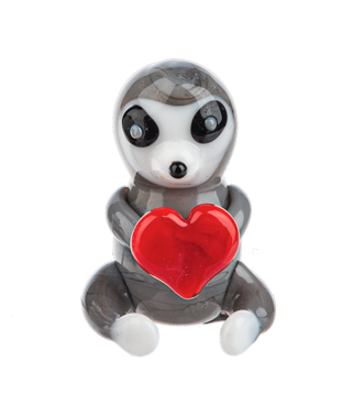 Miniature Glass Figurine with Hearts