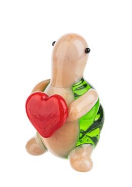 Miniature Glass Figurine with Hearts