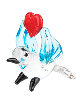 Miniature Glass Figurine with Hearts