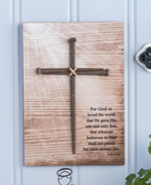 John 3:16 Wall Plaque with Nail Cross