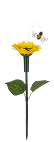 Solar Powered Fluttering Pollinator and Flower Garden Stake