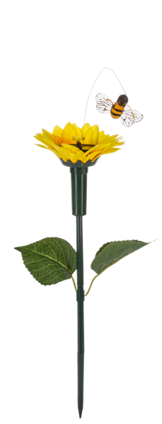 Solar Powered Fluttering Pollinator and Flower Garden Stake