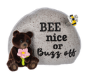 Grizzly Bear and Bee Garden Stone Figurine