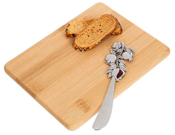 Pomegranate Blessings - Bamboo Cutting Board with Spreader
