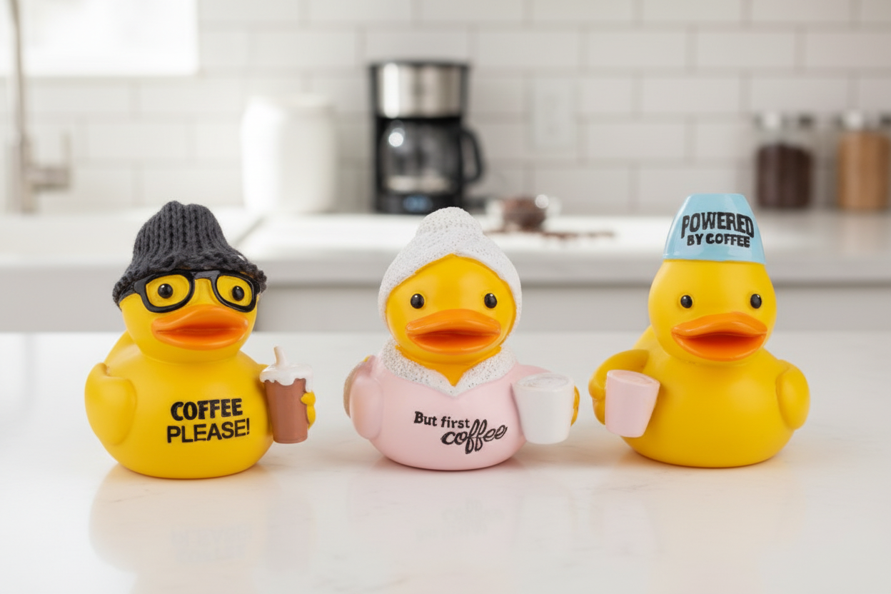 Coffee Lovers Duck Figurines
