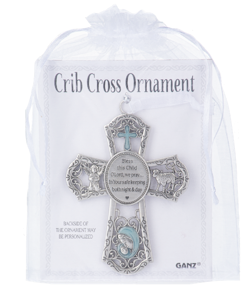 Crib Cross Ornament - Blue