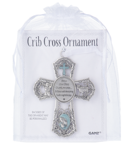 Crib Cross Ornament - Blue