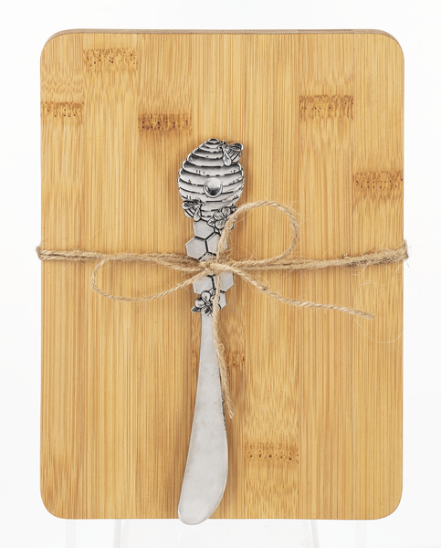 Life is Sweet Bee - Bamboo Cheese Board with Bee Spreader Set