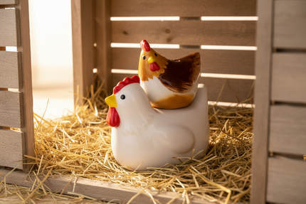 Stacking Chicken Salt and Pepper shakers