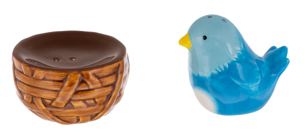 Stacking Blue Bird and Nest Salt and Pepper Shakers