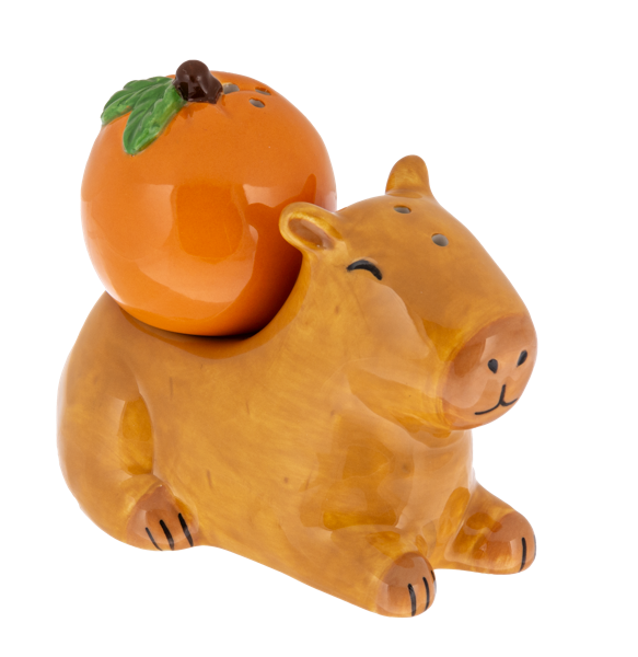 Stacking Salt & Pepper Shakers - Capybara and Orange