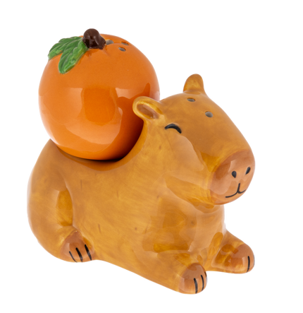 Stacking Salt & Pepper Shakers - Capybara and Orange