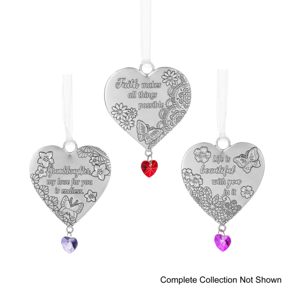 Language of Love Heart Zinc Ornaments