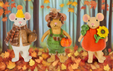 Dressed Up Fall Mice Figurines