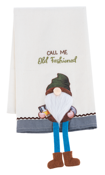 Gnome Happy Hour Tea Towel with Dangling Legs