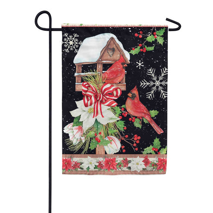 Joyful Cardinal Christmas garden flag