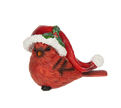 Cardinal with Santa Hat Figurine