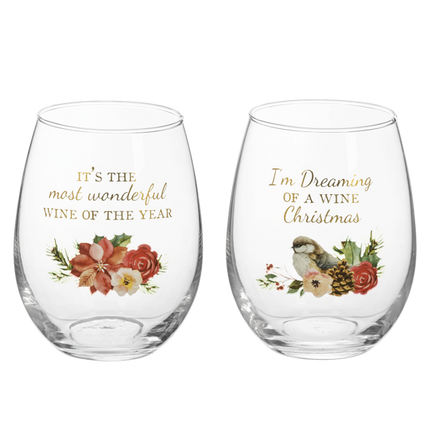 Winter Florals Wine Glass