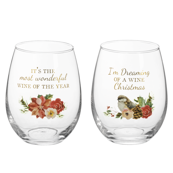 Winter Florals Wine Glass