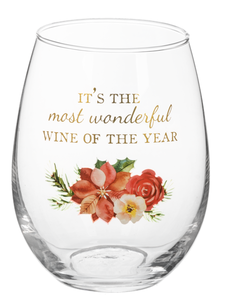 Winter Florals Wine Glass