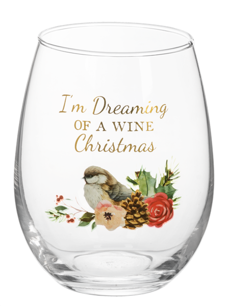 Winter Florals Wine Glass