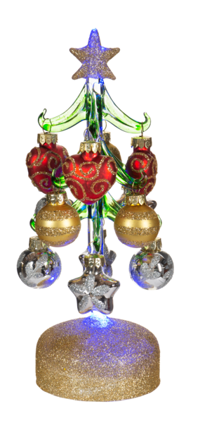 Light Up Glass Christmas Tree with Ornaments