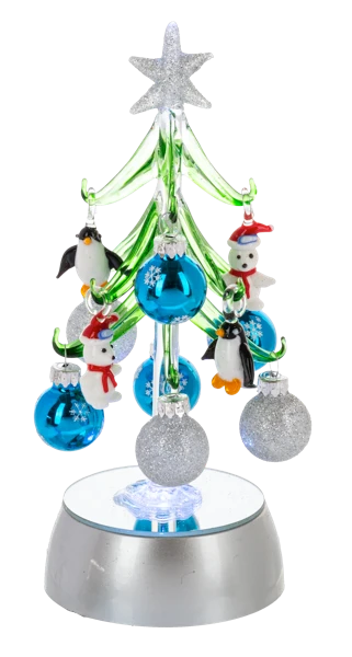 Light up Glass Christmas tree with ornaments