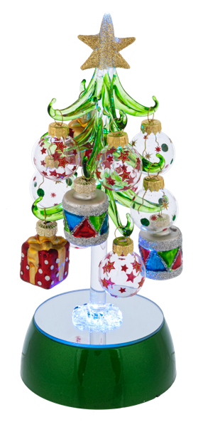 Light Up Glass Christmas Tree with Ornaments