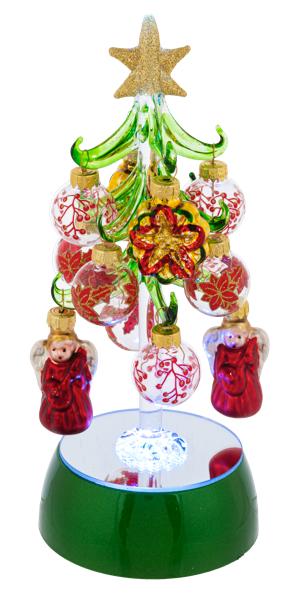 Light Up Glass Christmas Tree with Ornaments