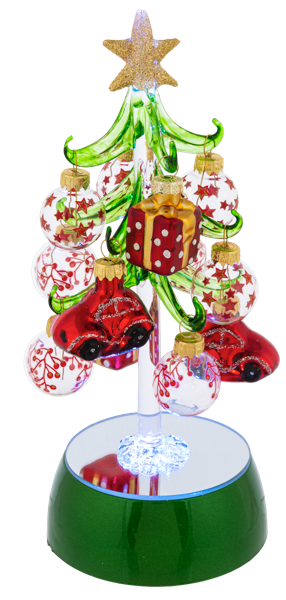 Light Up Glass Christmas Tree with Ornaments