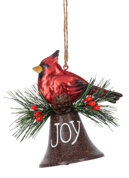 Metallic Cardinal on Bell Ornament