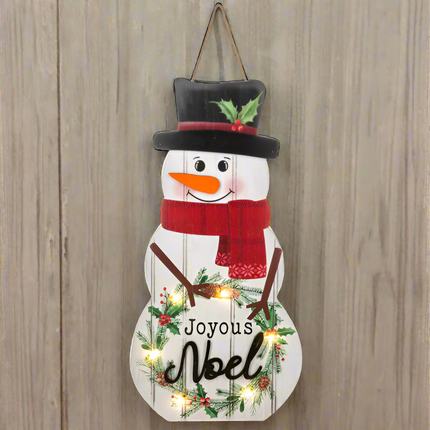 Snowman Light Up Wall Plaque - Joyous Noel