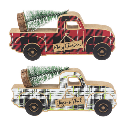 Holiday Plaid Truck Figurine