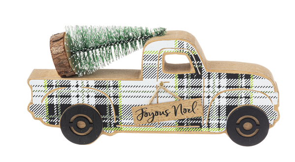 Holiday Plaid Truck Figurine