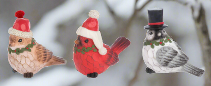Nature's Noel Bird with Hat Figurines
