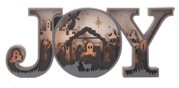 Joy Laser Cut Nativity Shelfsitter
