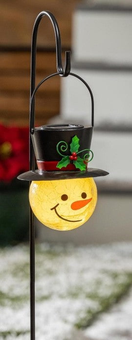 Glass Snowman Orb Garden Stake