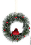 Natural Fiber Cardinal on Artificial Wreath