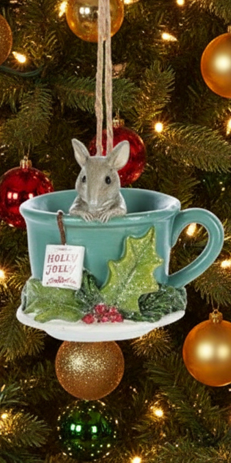 Mouse in mug ornament