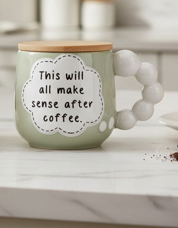 Ceramic Thought Bubble Mugs with Bamboo Lid/Coaster