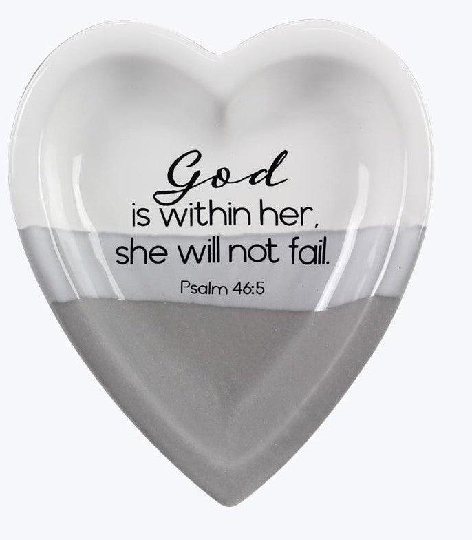 Ceramic Heart trinket dish with inspirational quote