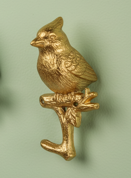 Metallic Cardinal on Branch Wall Hook